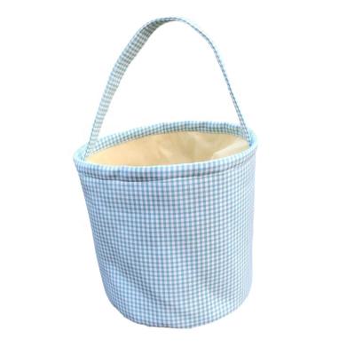 China 2021 Daily Easter Decor Stripe Plaid Fabric Easter Basket Festival/Candy Decoration And Gifts Bucket Daily Promotional For Kids for sale