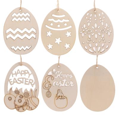 China 2021 Wooden Easter Party Decor Multifuction Easter Egg Hanging Decorations 10pcs for sale