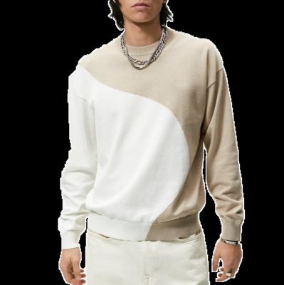 China Anti-wrinkle autumn winter crew neck long sleeve custom knit sweater color block sweatshirts cotton oversized blank sweatshirt for men for sale