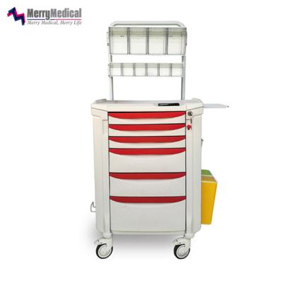 China Modern Plastic ABS 6-Drawer Anesthesia Carts Heavy Duty Medical Utility Cart for sale