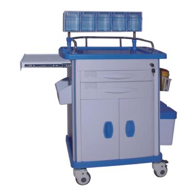 China ABS Modern Medical Anesthesia Trolley with Tile Bin and Storage Cabinet Safety Lock for sale