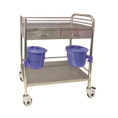 China Dump 2 Drawer Stainless Steel Hospital Treatment Trolley Side By Side for sale