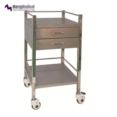 China Null 304 Stainless Steel Instrument Transport Trolley With 2 Drawers for sale