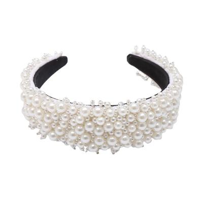 China Selling Korean version of pearl headdress bride bride hair diamonds hair accessories hot baroque pearl bride hair band female crystal princess crown hair card headband for sale