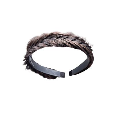 China Braided Headband 2022 New Netflix Vintage Fishbone Braid Hair Band One Wig Twist Braid Headdress Non Slip Female Hair Accessories for sale