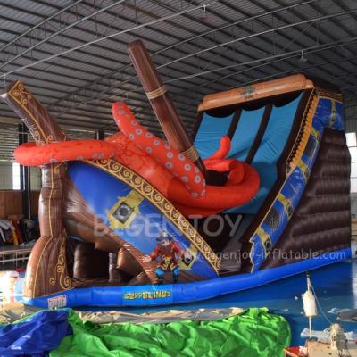 China Outdoor Entertainment Pirate Ship inflatable huge bouncer slide outdoor huge inflatable Kraken slide for sale