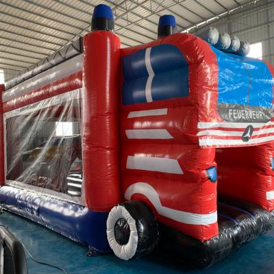 China Outdoor Entertainment custom fire truck bounce house inflatable air playground bounce house for sale