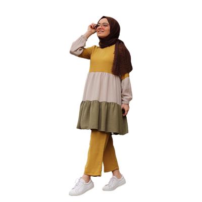 China High Quality Cotton Blend Maghribi Muslim Robes For Women Cotton Blend Borka Tops And Pante Long Sleeve Set With Matching Design for sale