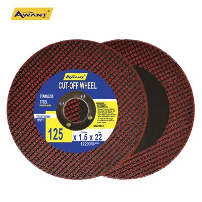 China Two Mesh Cutting Disc 5 Inch 125mm Disc Wheel T41 2 Inch 125mm Cut Off Wheel For High Quality Stainless Steel Metal Iron Awant Red for sale