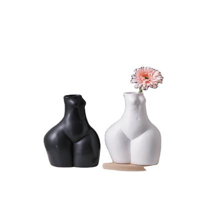 China 2023 New Design Home Decor Artwork Special Shape Human Body Matt Made In China Ceramic Vase for sale