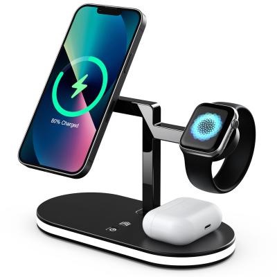 China Night Light Table Lamp 3 in 1 Aluminum Alloy Magnetic Wireless Charger Fast Wireless Charging Station for iPhone 13 Series with USB Port 18W LED Lamp for sale