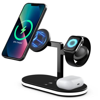 China Smart Watch Magnetic Wireless Charger for iPhone 13/12 Fast Wireless Charging Stand with Smart Touch LED Night Light for sale