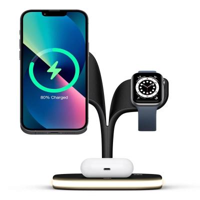 China Microphone 3 in 1 Wireless Charger Dock Stand Compatible with Apple Products iPhone 13/12 Qi Wireless Cell Phone Charging Dock for sale