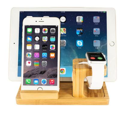 China Wholesale Visual 3 Watching in 1 Wooden Cell Phone Stand Stand for Apple Watch and iPhone 6/6Plus/5S/5C/5/4S/4 for sale