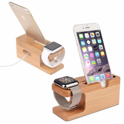 China Portable Hot New Bamboo Wooden Stand Station Charging Dock for Apple Watch Station and iPhone for sale