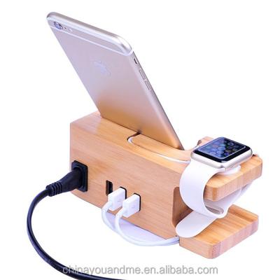 China Eco-friendly Bamboo Mobile Phone Holder Stand Dock Charging Station For Apple Watch for sale