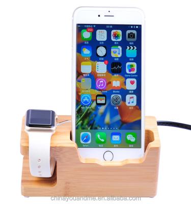 China Multi-Device Organizer for Apple Watch and Mobiles for Apple Watch Stand, Bamboo Wooden Stand Dock Charging Station for Apple Watch 38mm and 42mm for iPhone for sale