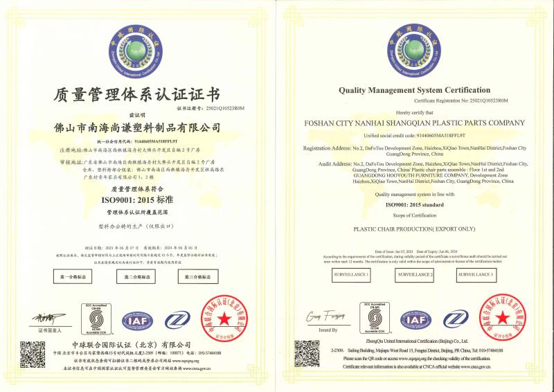 ISO9001 - Foshan Nanhai Shangqian Plastic Products Co., Ltd.