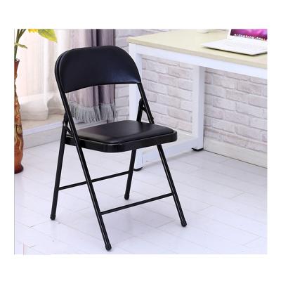 China Hotel Room Modern Wholesale Leather Chair Garden PU Wedding Events Commercial Stackable Metal Folding Chair for sale