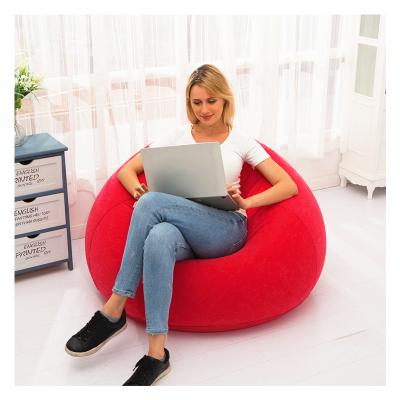 China Foldable Waterproof Inflatable Lazy Bean Bag Chairs Sitting Lying PVC Material Flocking Sofa Chair for sale