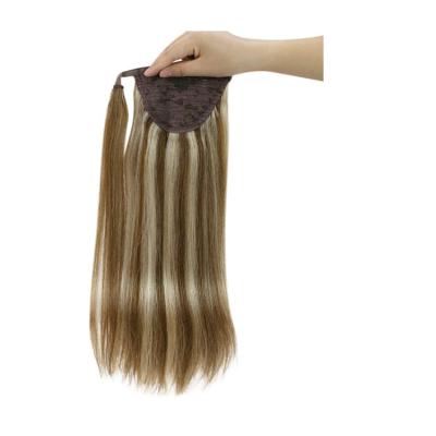 China Soft Unprocessed Natural Hair 100g 22 Inch Black Brown Color Full Brazilian Hair Clip In Ponytail Te koop