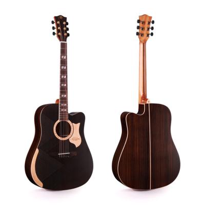 China Cedar High Quality Solid 41 Inch Telecaster Inventor Acoustic Guitar with Diameter-Cast Headstock Matt Finished High Grade Golden for sale