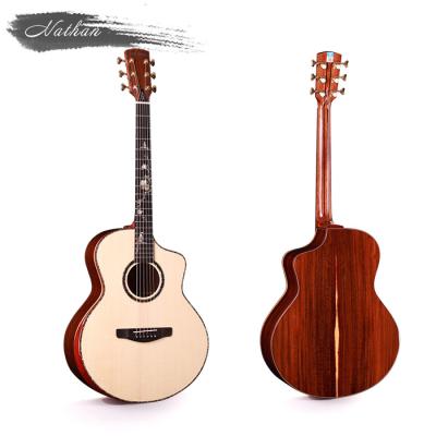 China 41 Inch High Quality Spruce Solid All Side and Back Solid Top Solid Acoustic Guitar Santos Spruce With Bag for sale