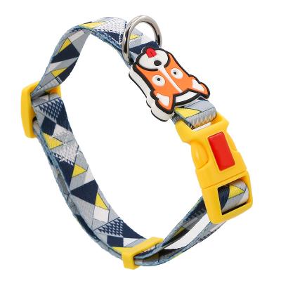 China Wholesale Manufacturer Custom Adjustable Multi-Colors Cat Paw Print Nylon Dog Collar With Safety Buckle for sale