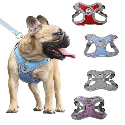 China Custom Pet Leash Reflective Vest Dog Harness Manufacturers Wholesale Small Pet Adjustable Reflective Luxury Mesh Soft Padded Dog Harness for sale