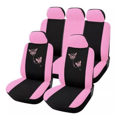 China Durable Pink Car Seat Covers For Women Embossed Fashionable Butterfly Flowers Design for sale