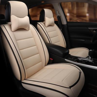 China Durable Car Anti-skid Auto Seat Cover Beige Color Universal Thin Size Full Set Seat Protector Easy To Clean for sale