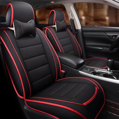 China Durable Car Accessories Red Line Stitching Cat Seat Protector Anti-Slip Universal Fit Most Cars Seat Covers for sale