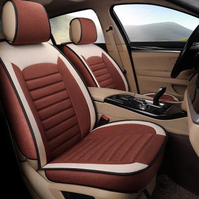 China Durable Luxurious Linen Fabric Sewing Car Seat Cover Set Coffee Line Quilting Cushion East Four-Season To Fit for sale