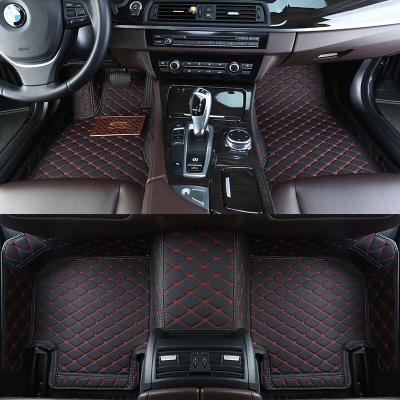 China 5D Leather Car Mats Waterproof Dustproof Black With Red Line Non-slip Floor Mat Heavy Duty Car Mat for sale