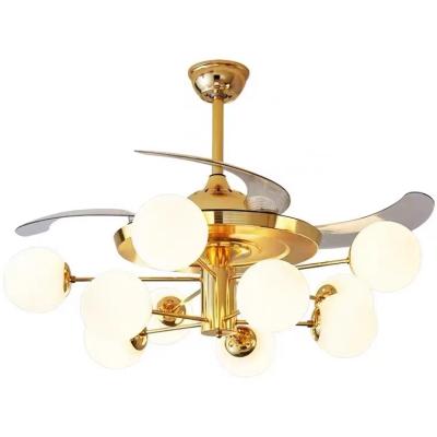 China Luxury New ECOJAS Ceiling Fan Lamp Living Room Chandelier Light Modern Nordic Simple Invisible Home Light for sale