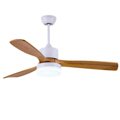 China Modern Walnut Color ECOJAS Ceiling Fan Light Solid Wood Living Room Dining Bedroom Nordic Mute American LED Fan Light for sale