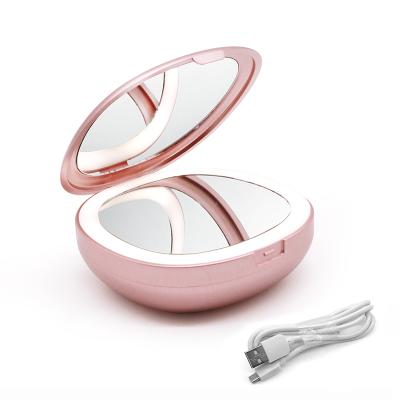 China LED display 3 in 1 hand warmer multi function 3000mah powerbank LED double makeup mirror hand warmer power bank for sale