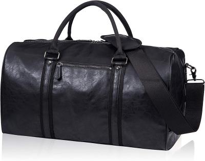 China Fashion Custom Factory Oversized Travel Duffel Bag Waterproof Leather Weekend bag Gym Sports Overnight Large Carry On Hand Bag-Black for sale