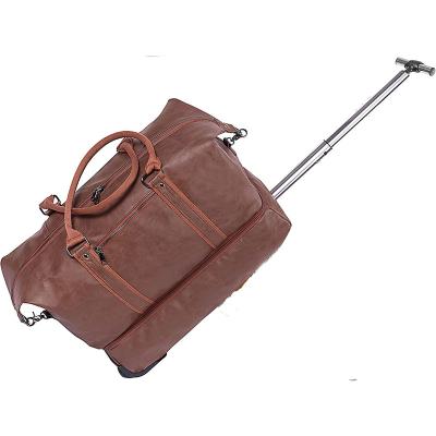 China Fashion Leather Duffle Bag with Rollers, Waterproof Duffle Bags for Travel with Wheels Carry On Wheeled Duffel Luggage for Men or Women for sale