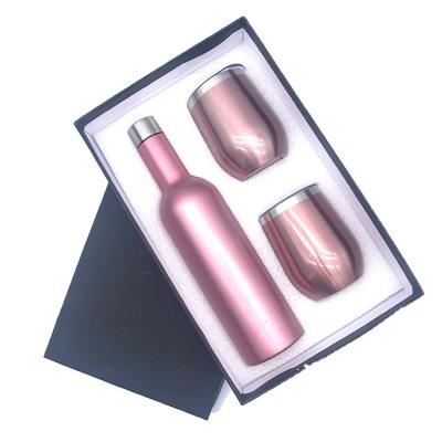 China Sustainable Promotional Gift Box Double Wall Insulated Stainless Steel Wine Bottle And Tumbler Set For Business for sale