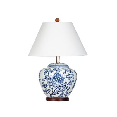 China Asian Chinese Dragon Vase Lamp New Chinese Style Jingdezhen Blue and White Ceramic Study Living Room Bedside Bedroom Lamp Desk Lamp for sale