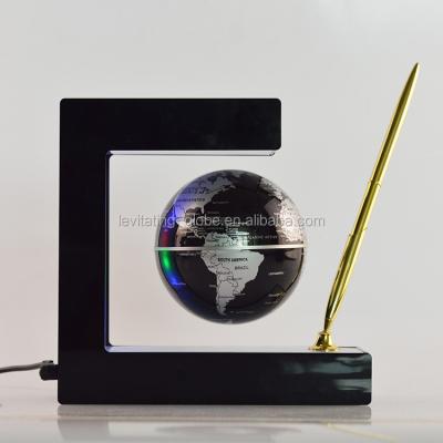 China Levitation and rotation in the air E shape world levitating globe with pen, home decoration levitron plastic globe for sale