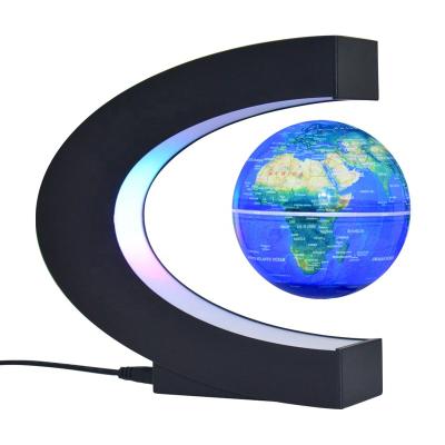 China The globe can levitate and rotate in the air C shape world floating globe, anti-gravity flying globe, magnetic floating lighting globe for sale