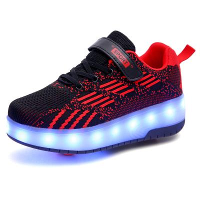 China Usb Children's Boys Girls Shoes Front And Rear Wheel Charging Switch Light Shoes Kids Led Shoes for sale