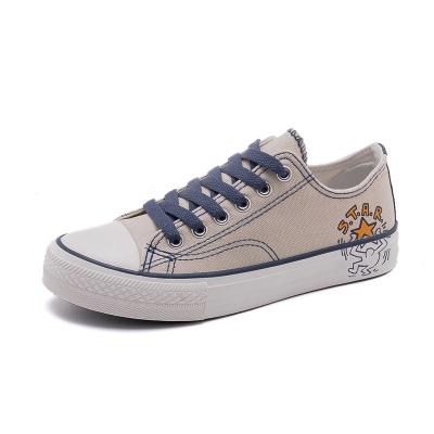 China Fashion Trend Women's Canvas Cartoon Graffiti Casual Rubber Flat Shoes for sale