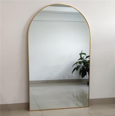 China Large Large Minimalist Vintage Gold Arch Minimalist Metal Framed Bathroom Dressing Full Length Floor Wall Mirror Espejo Longtime spiegel for sale