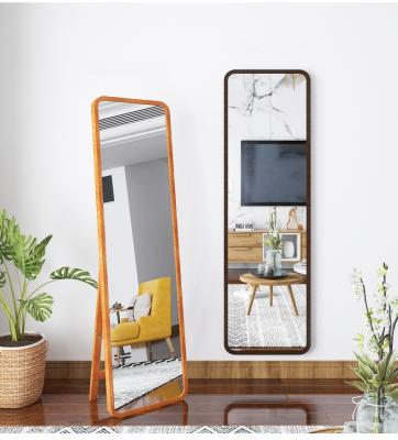 China Wholesale Custom Minimalist Vintage Large Large Wooden Frame Floor Standing Mirror Espejo Rectangular Integral Dressing Spiegel for sale