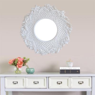 China Wholesale Modern Minimalist Art Decorative Round Hanging Wall Tassel Stylish Handmade Mirror for sale