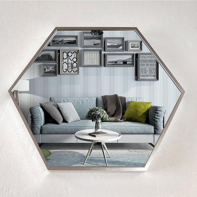 China Wholesale Custom Luxury Metal Minimalist The Big Large Hexagonal Sliver Gold Bedroom Decor Full Wall Hanging Mirror Espejo Spiegel View for sale