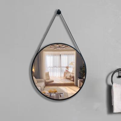 China Large Large Minimalist Wholesale Black Gold Metal Framed Makeup Bathroom Wall Hanging Mirror Espejo Circled Round Vanity Spiegel for sale